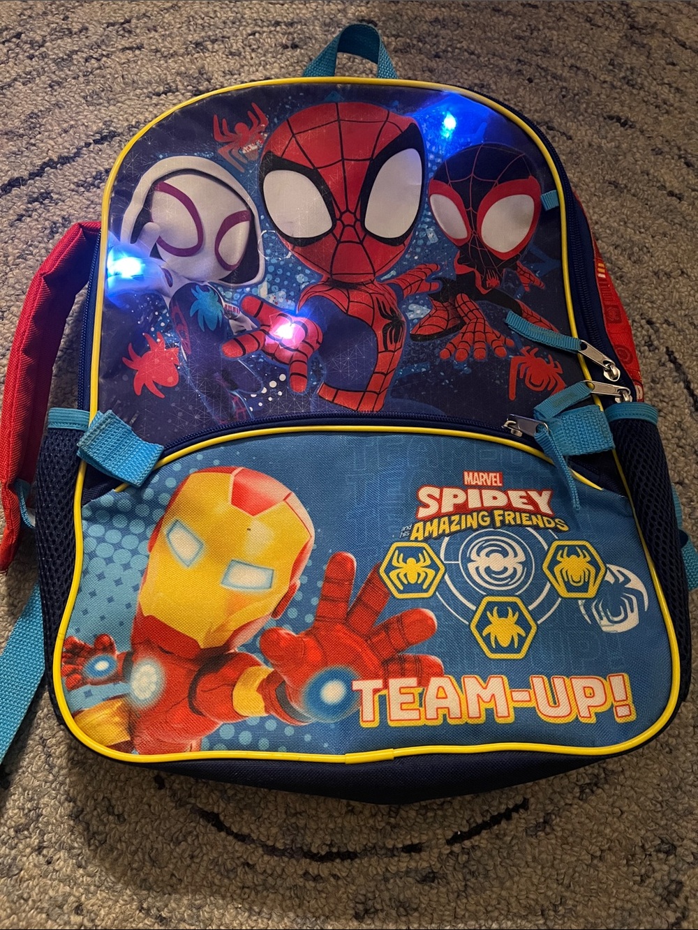 Marvel Spidey & Friends Kids Backpack - Blue/Red - light up
